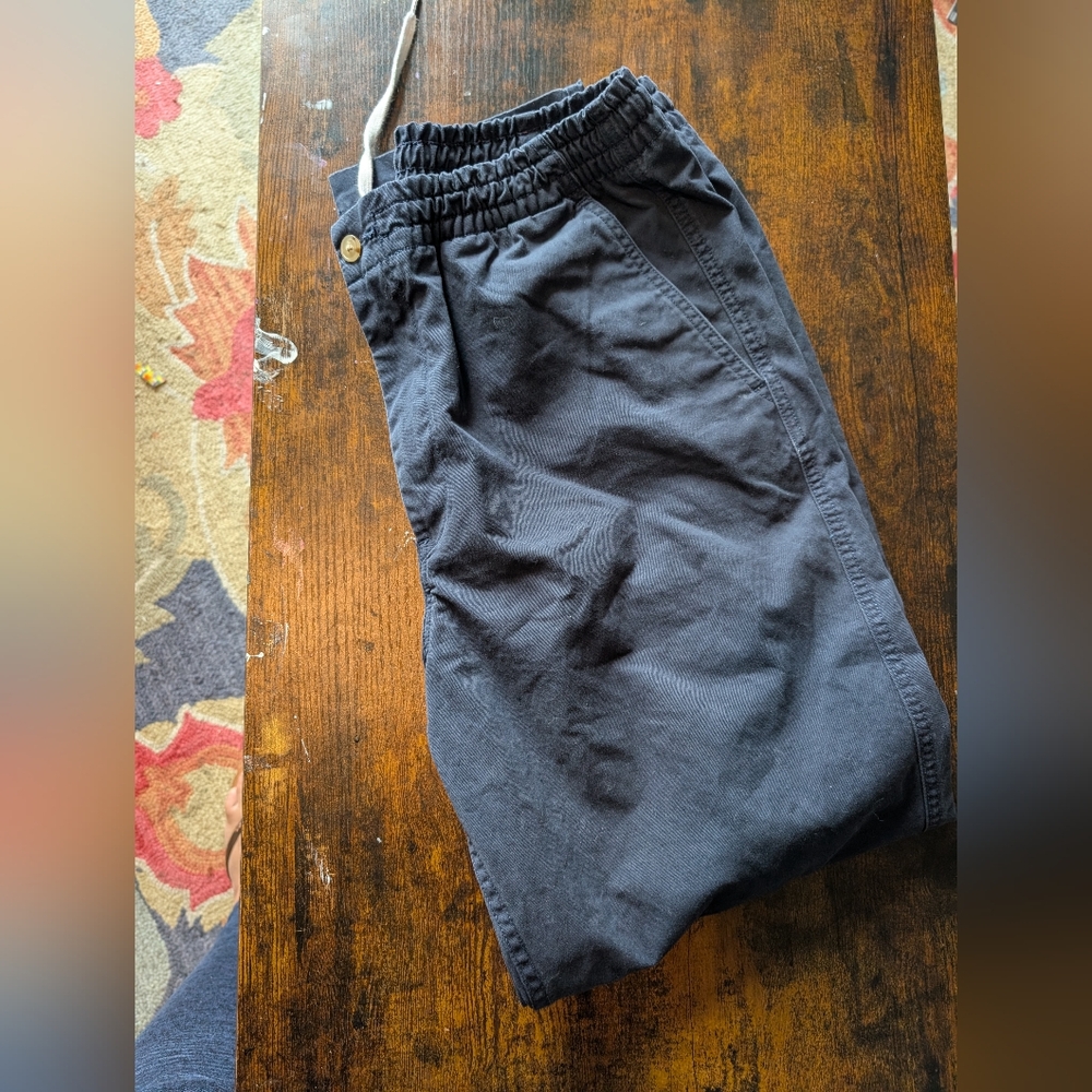 Mens Casual Pull On‎ Pants Elastic Waistband Relaxed Fit Navy Blue